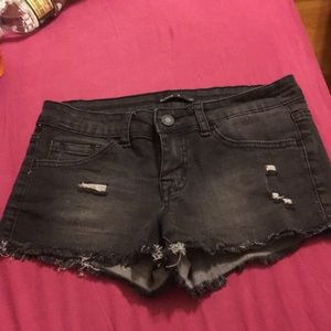 Light Wash Black Shorts
